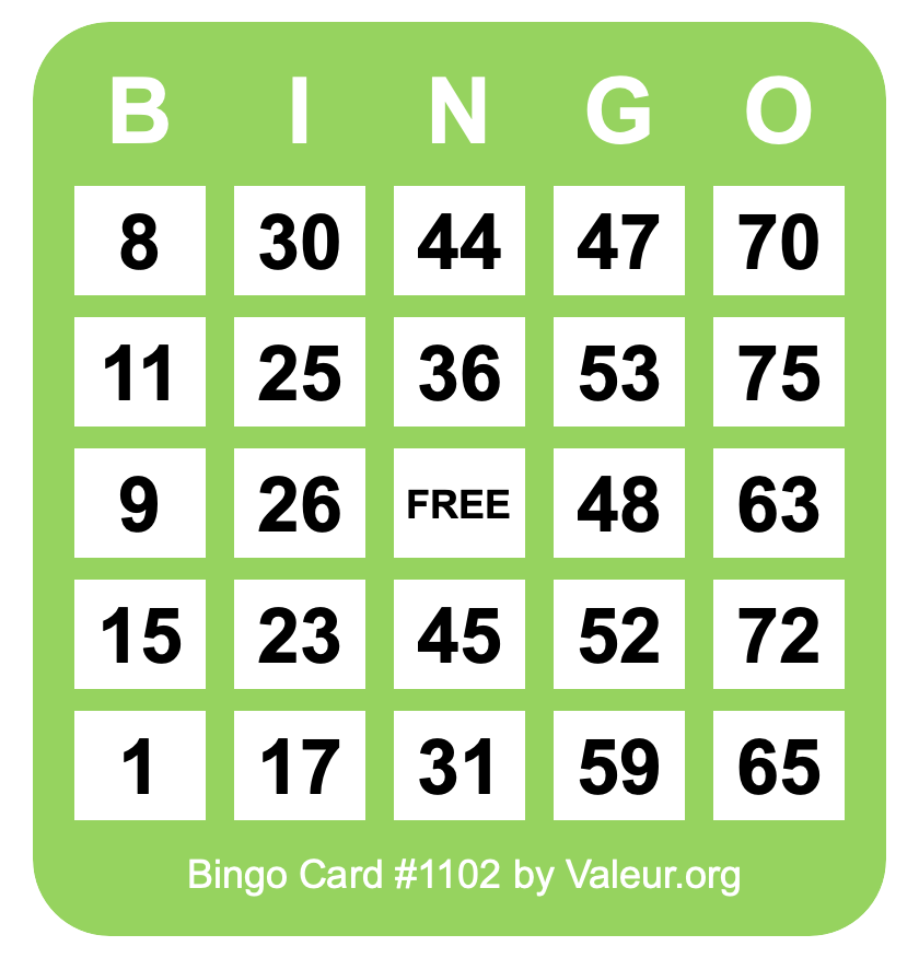 Bingo Card #1102