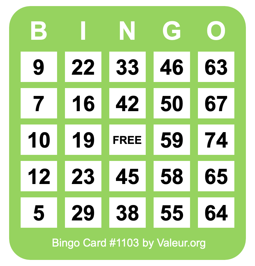 Bingo Card #1103