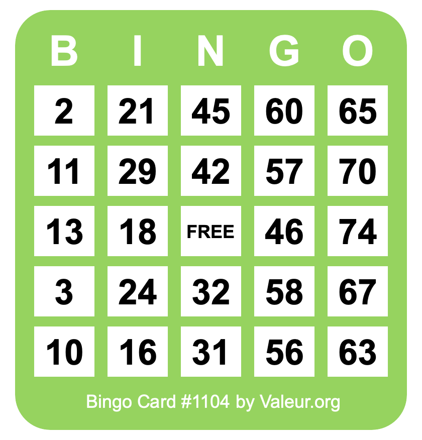 Bingo Card #1104