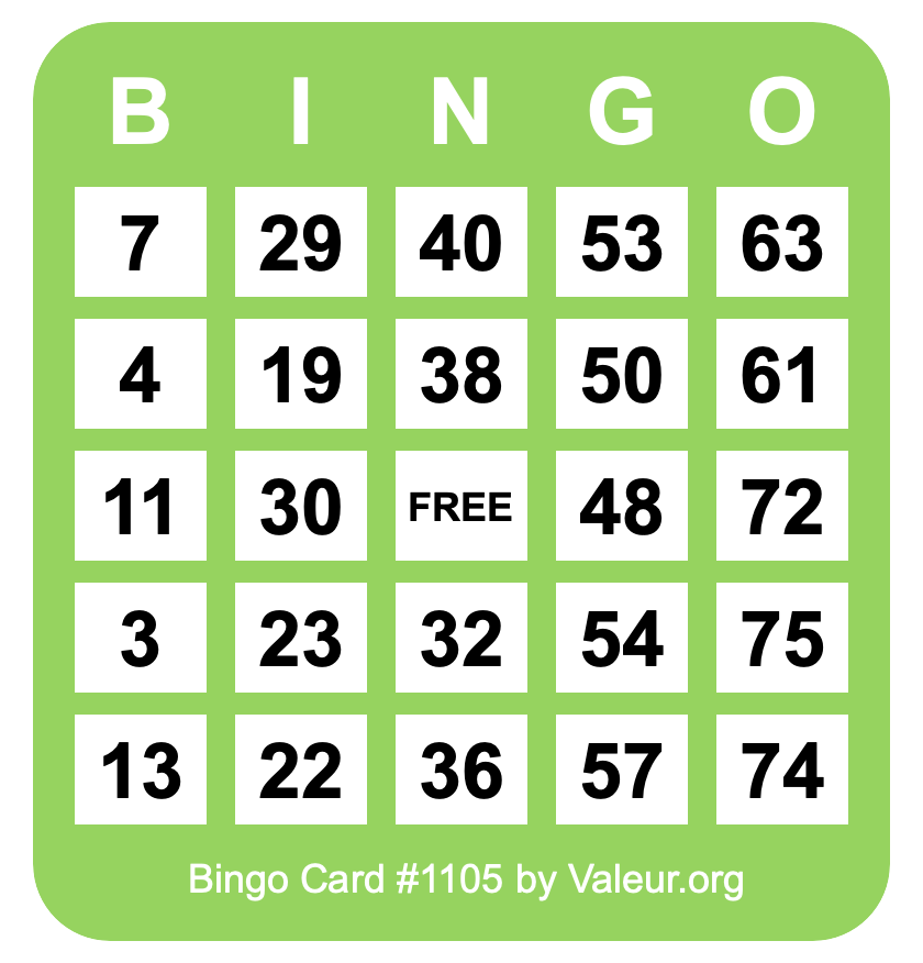 Bingo Card #1105