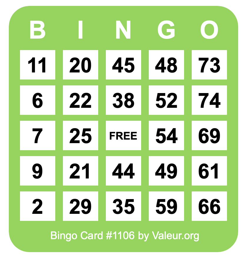 Bingo Card #1106