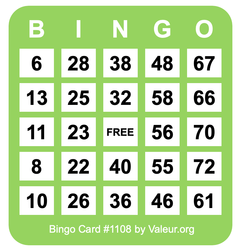 Bingo Card #1108