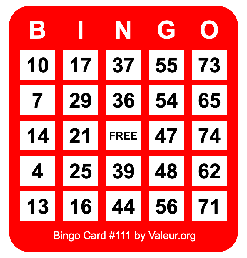 Bingo Card #111