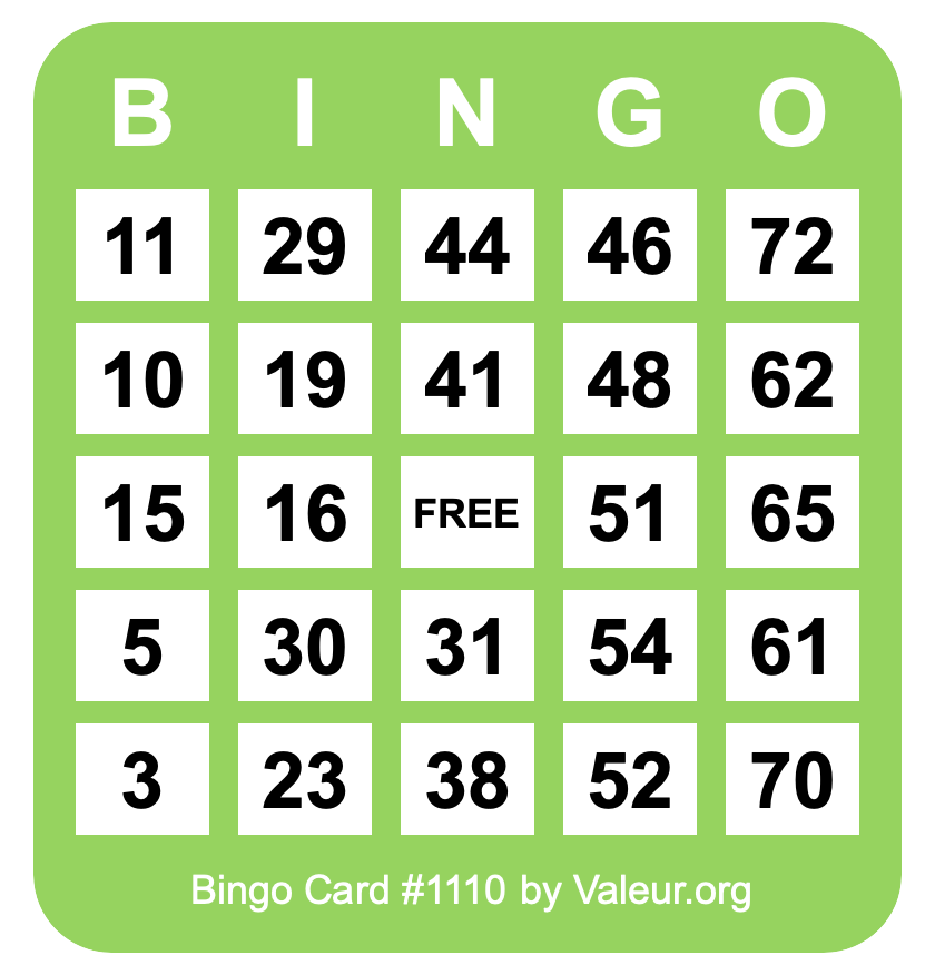 Bingo Card #1110