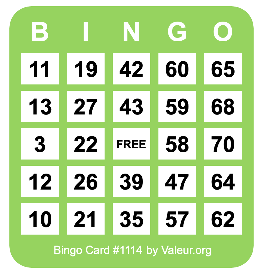 Bingo Card #1114