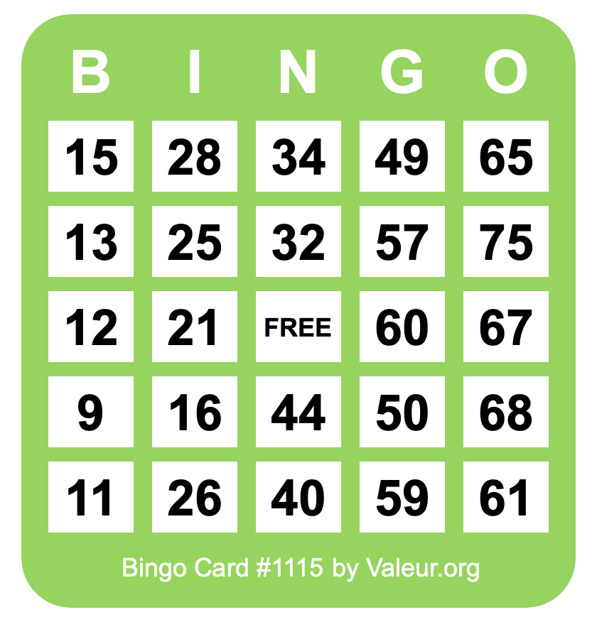 Bingo Card #1115