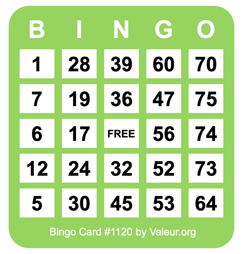 Bingo Card #1120