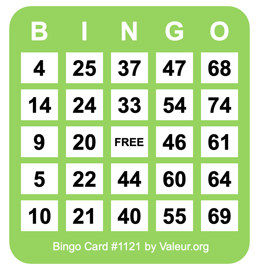 Bingo Card #1121