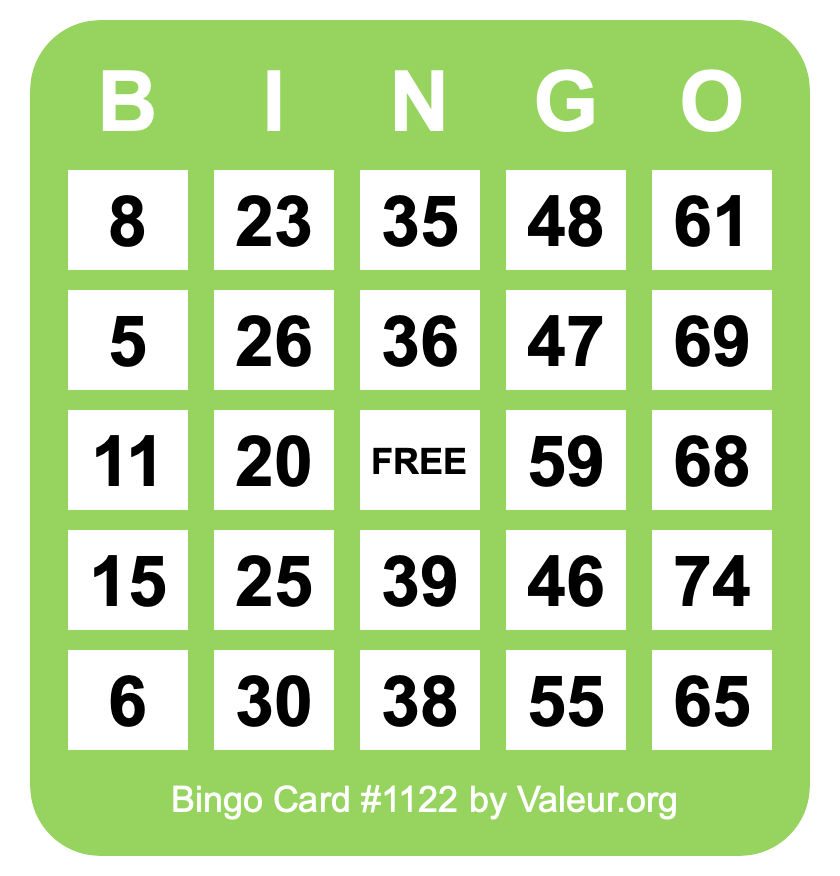 Bingo Card #1122