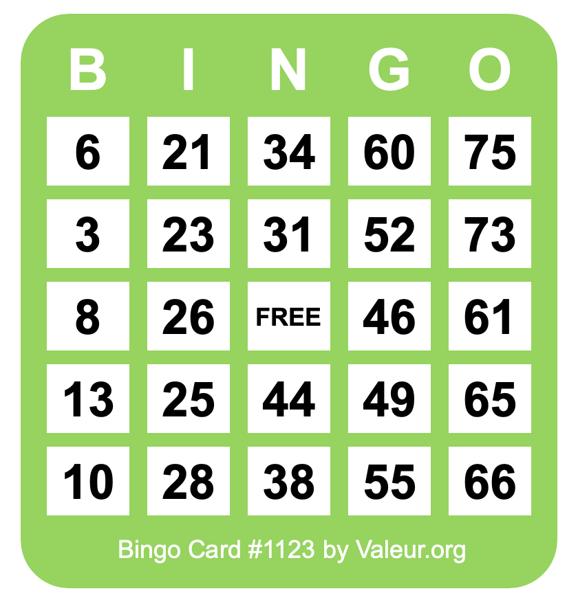 Bingo Card #1123