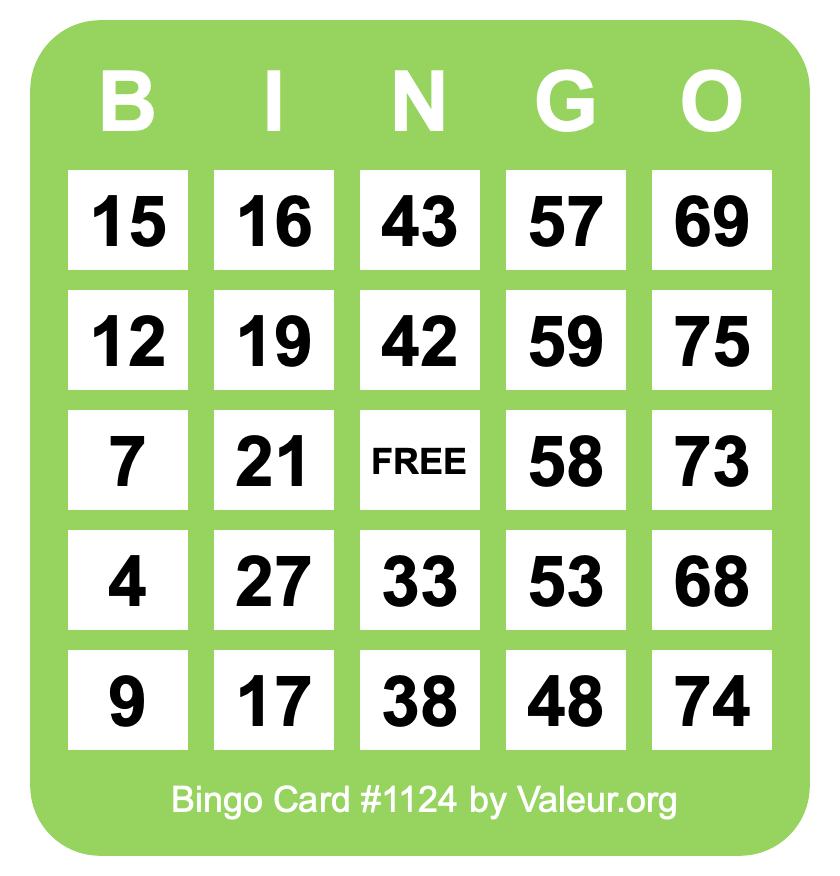 Bingo Card #1124