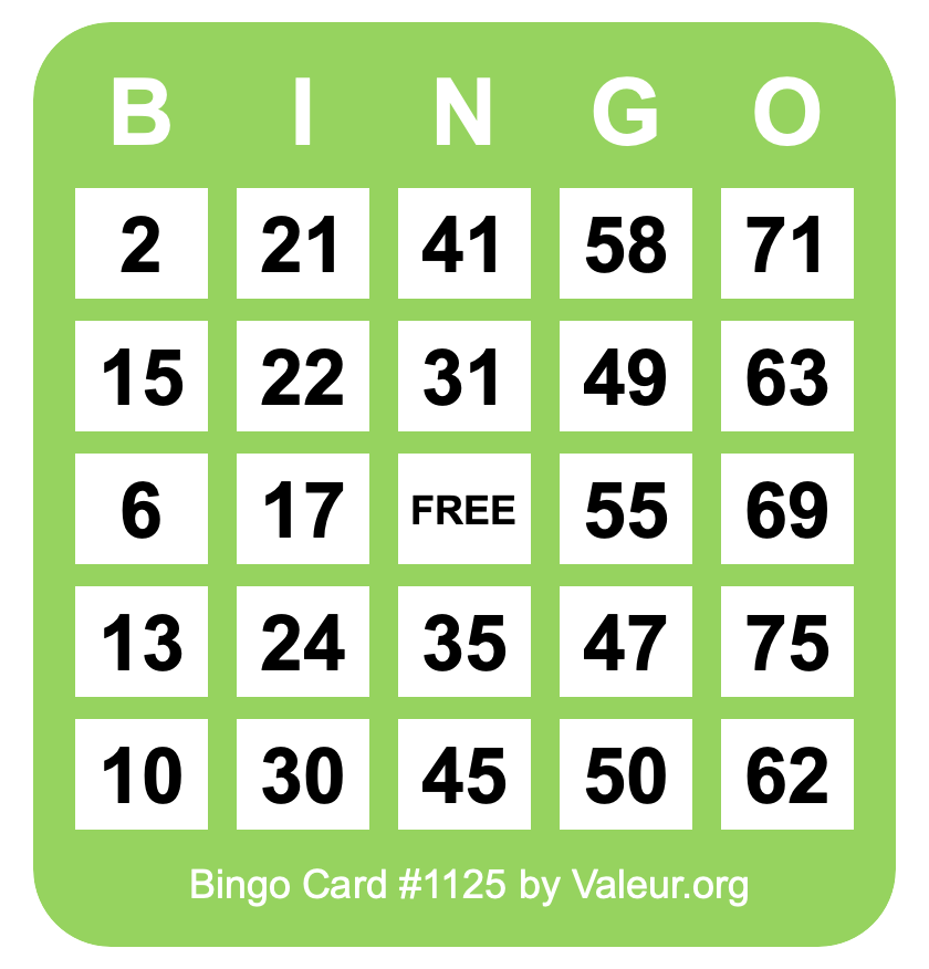 Bingo Card #1125