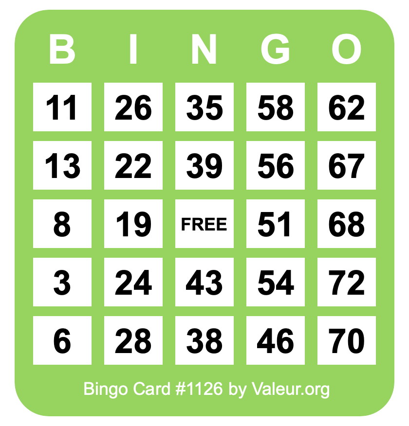 Bingo Card #1126