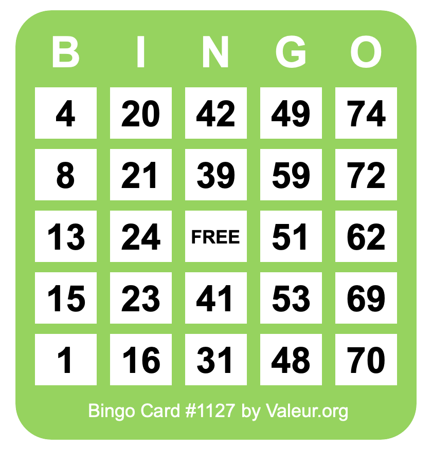 Bingo Card #1127