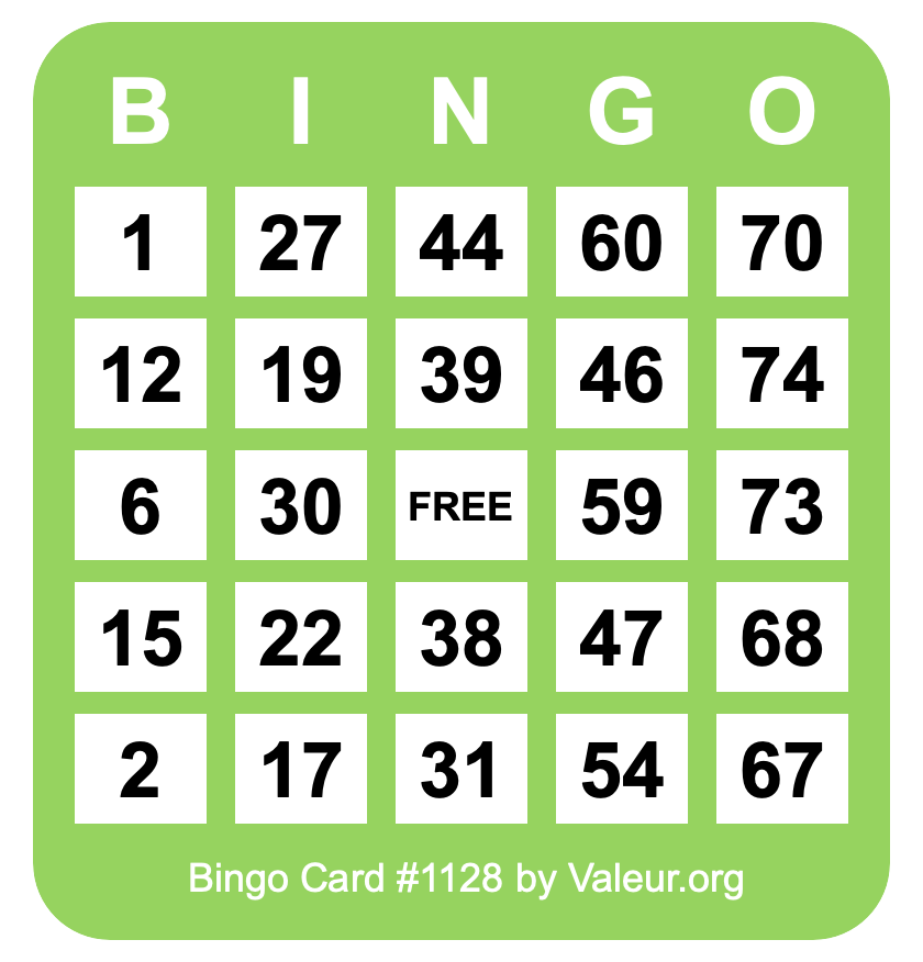 Bingo Card #1128