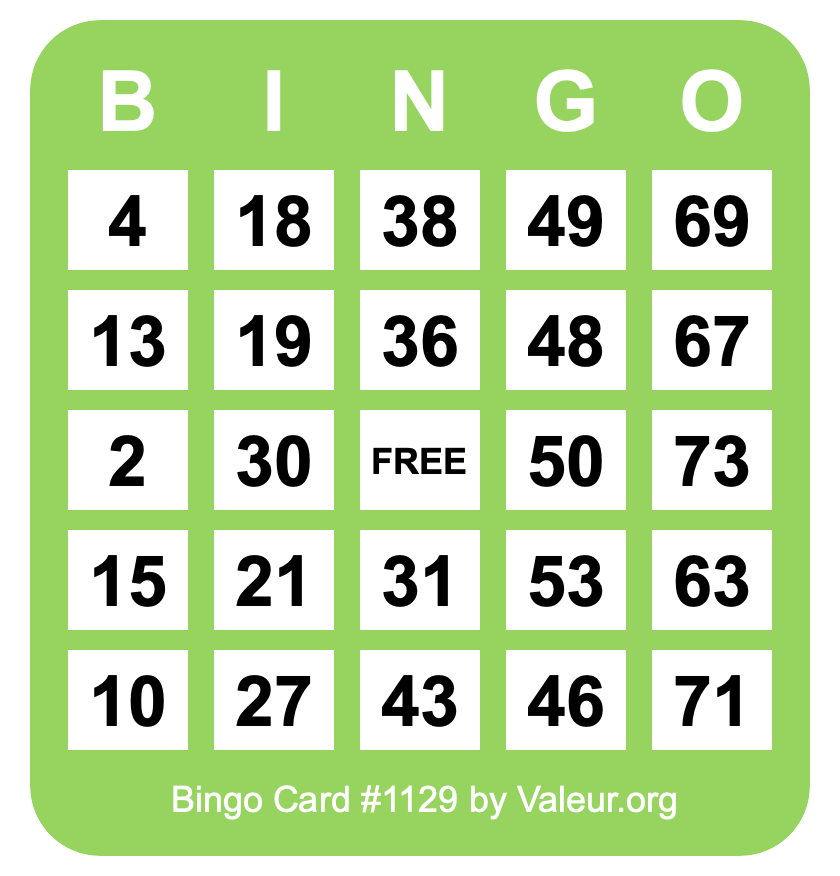 Bingo Card #1129