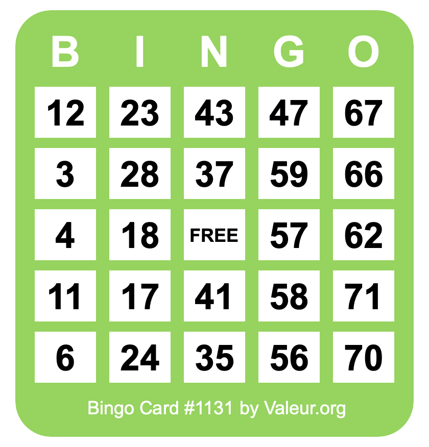 Bingo Card #1131