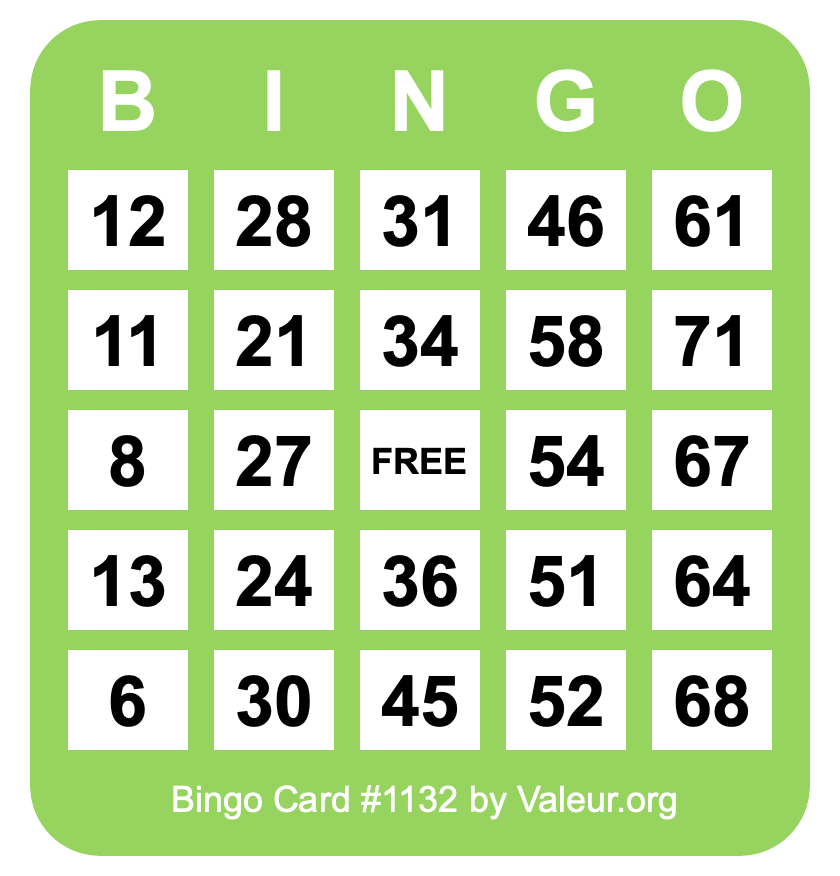 Bingo Card #1132