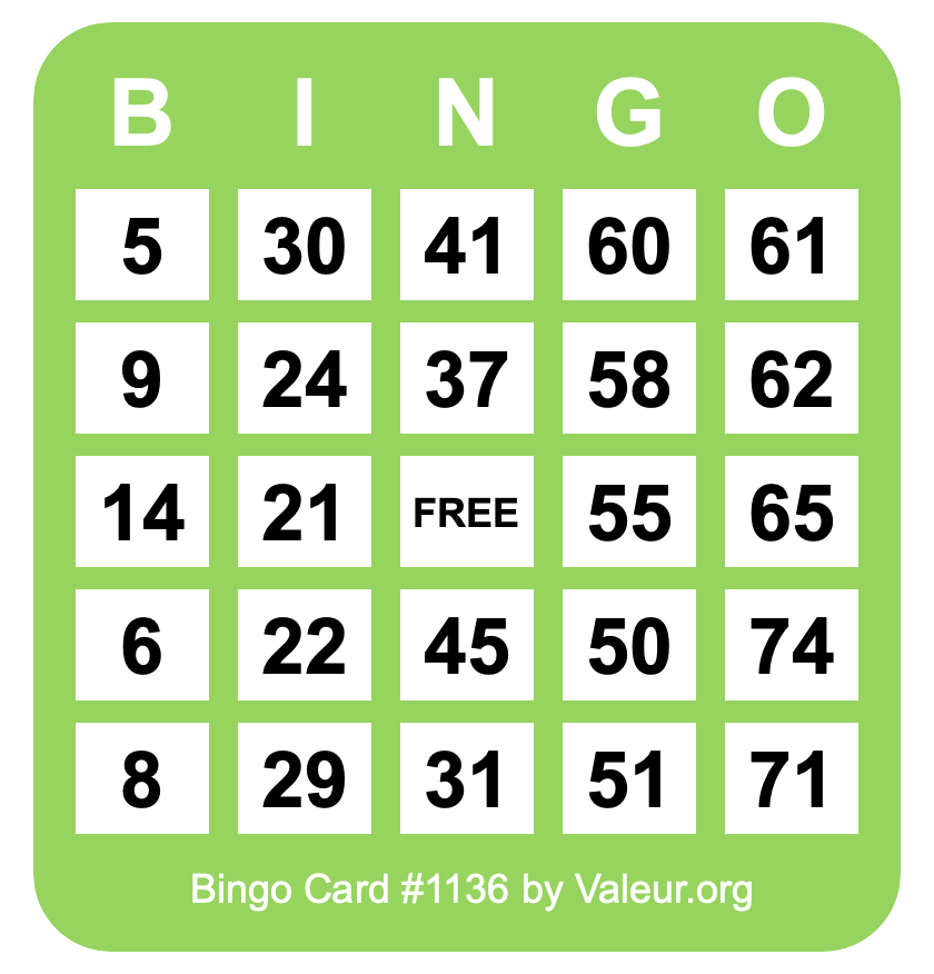 Bingo Card #1136