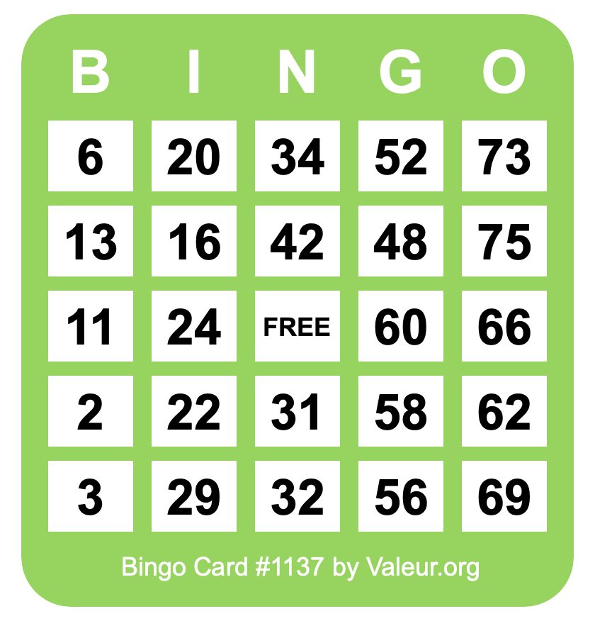 Bingo Card #1137