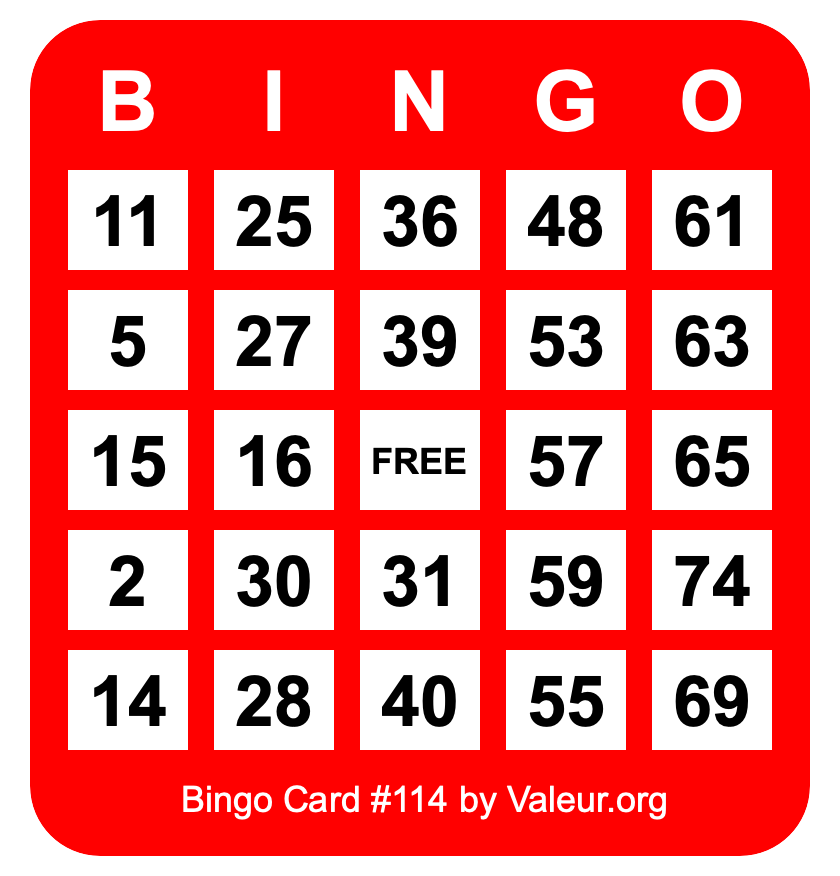 Bingo Card #114