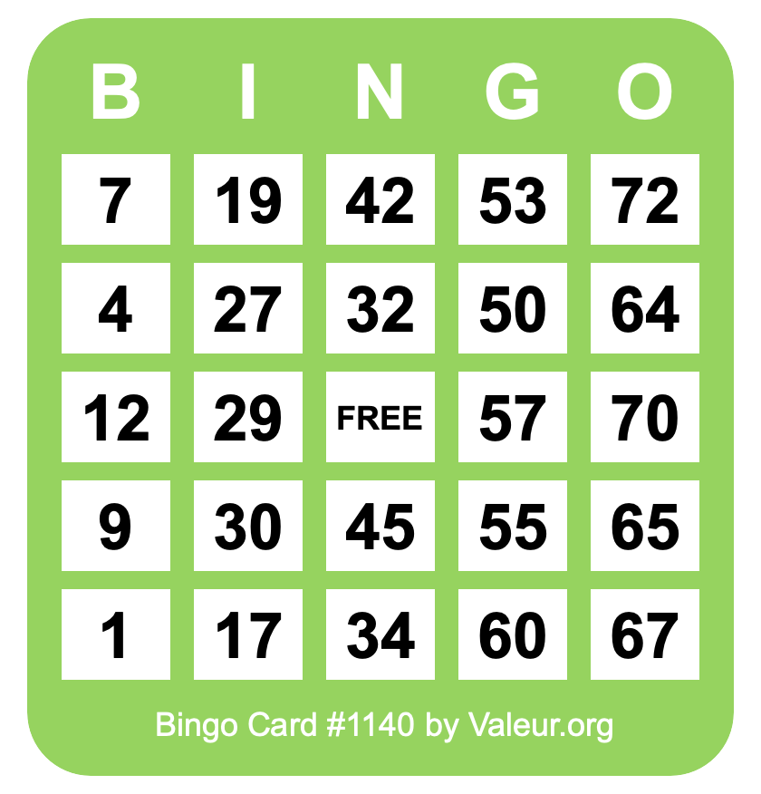 Bingo Card #1140