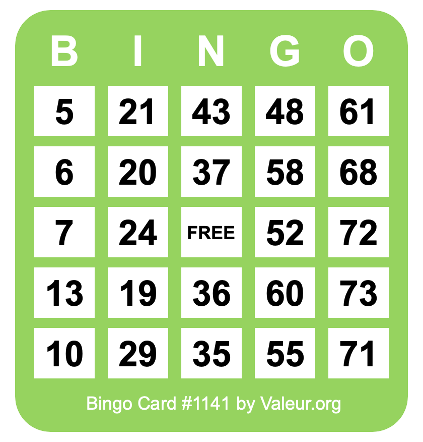 Bingo Card #1141