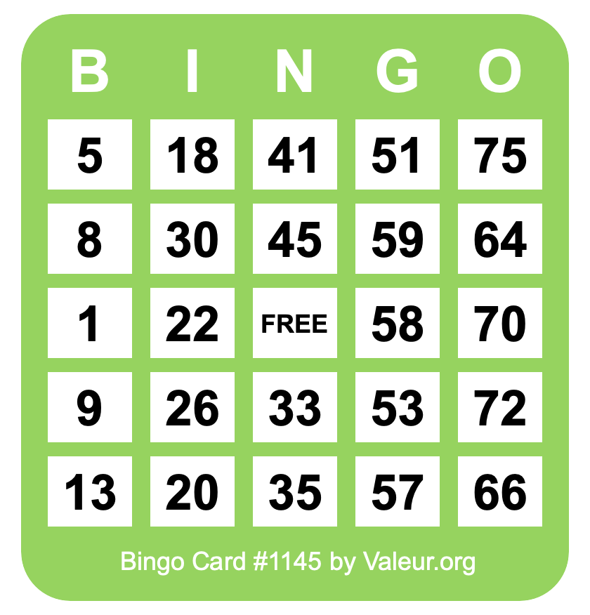 Bingo Card #1145