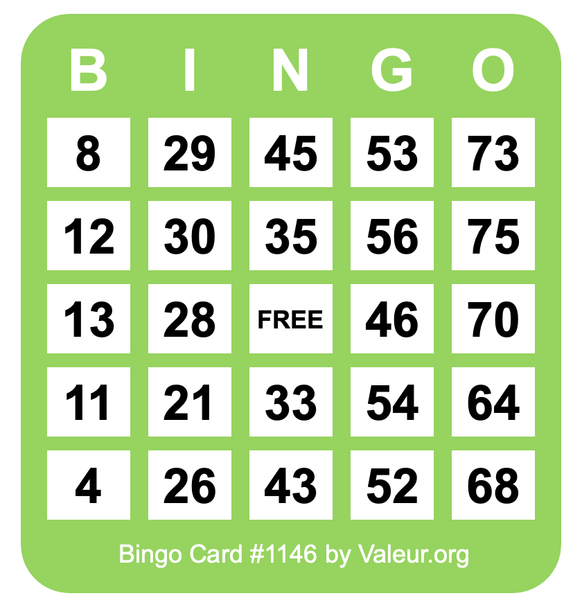 Bingo Card #1146