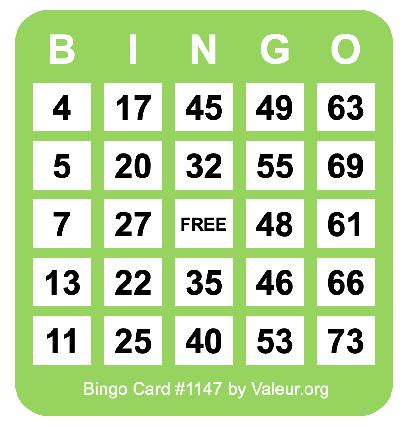 Bingo Card #1147