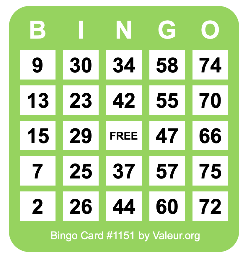 Bingo Card #1151
