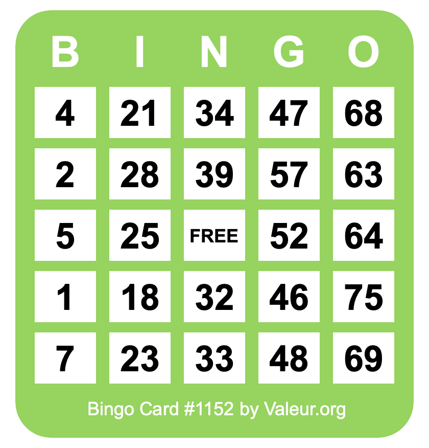 Bingo Card #1152
