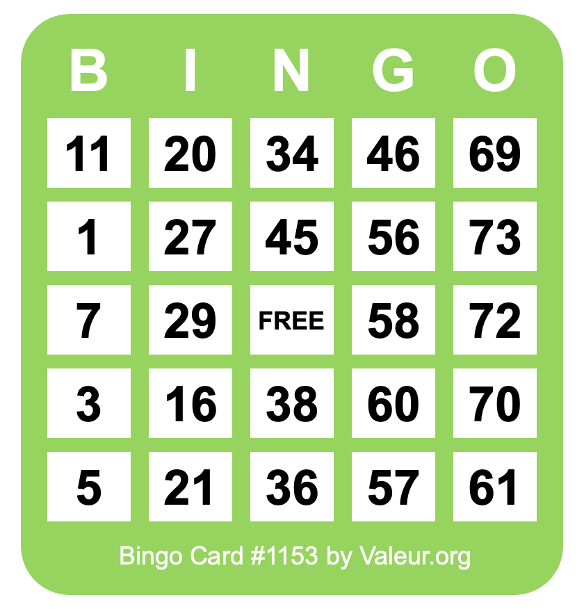 Bingo Card #1153