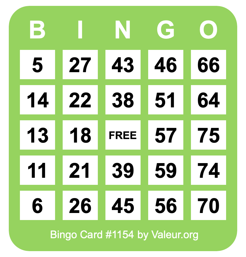Bingo Card #1154