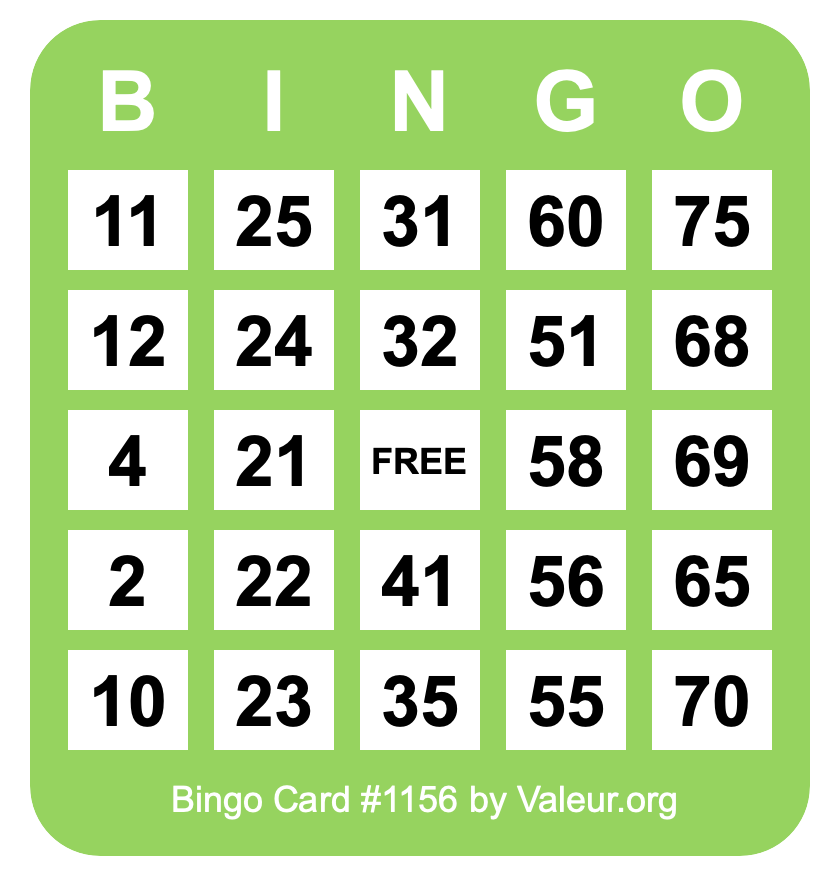 Bingo Card #1156