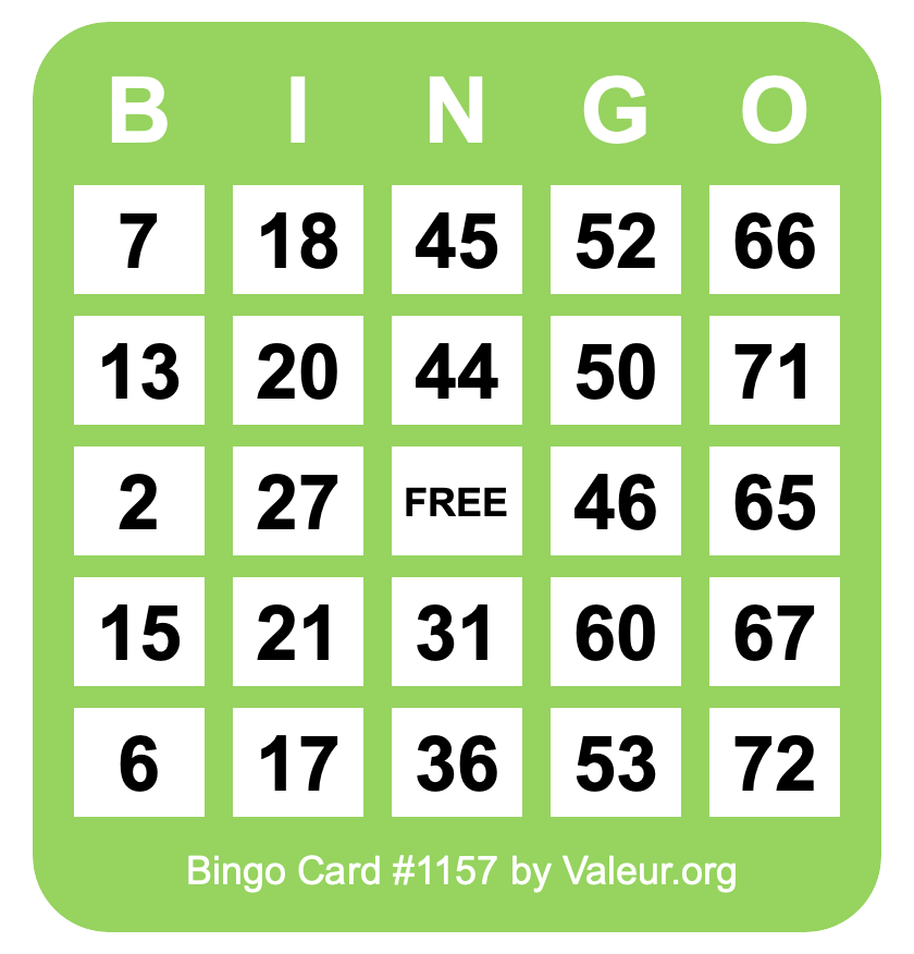 Bingo Card #1157