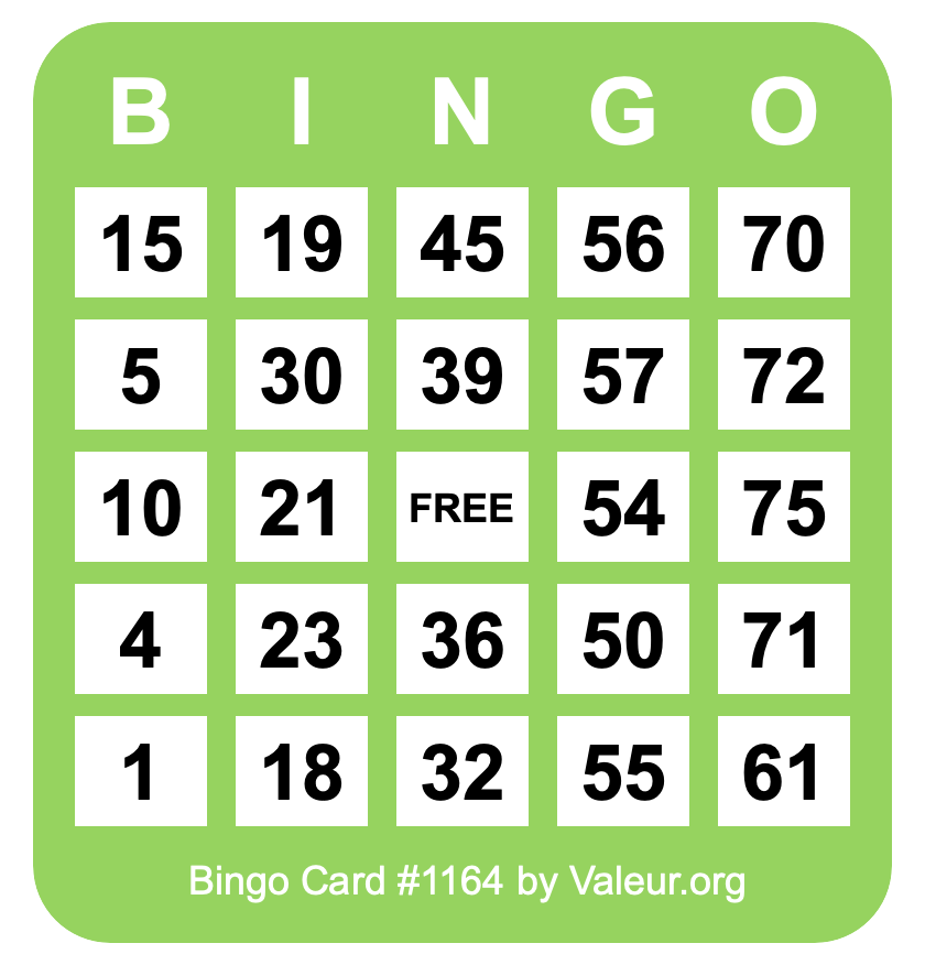Bingo Card #1164