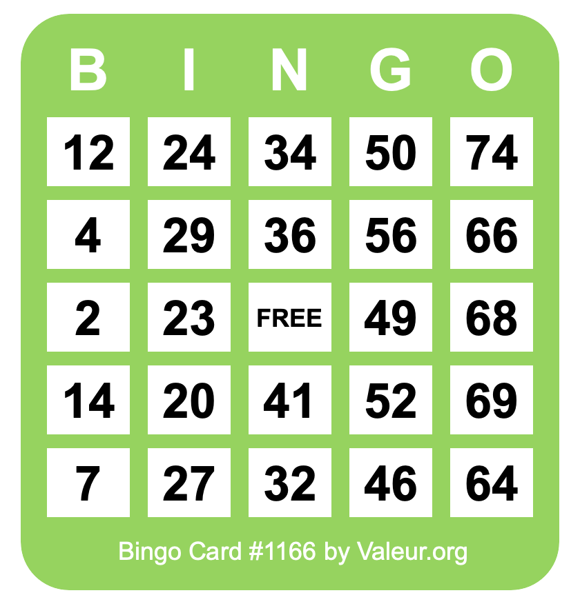 Bingo Card #1166