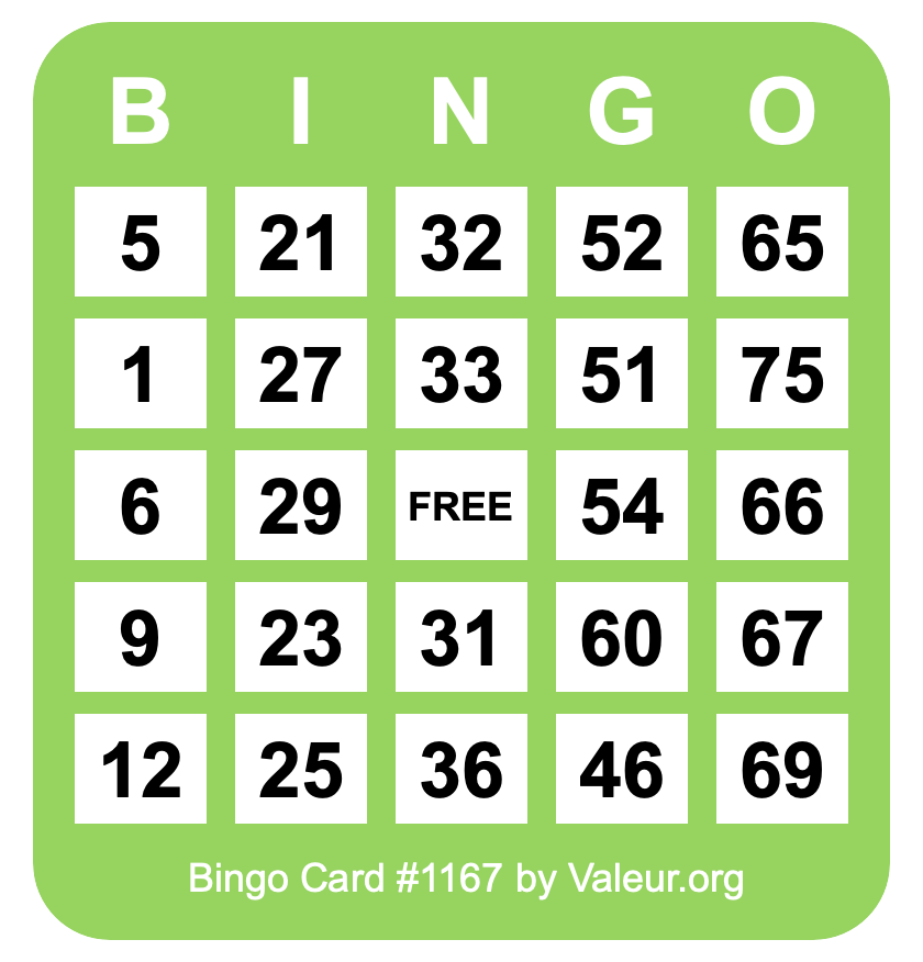 Bingo Card #1167