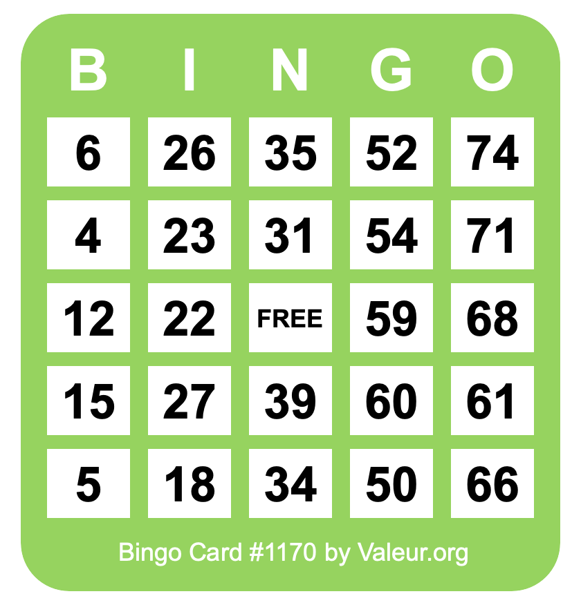 Bingo Card #1170