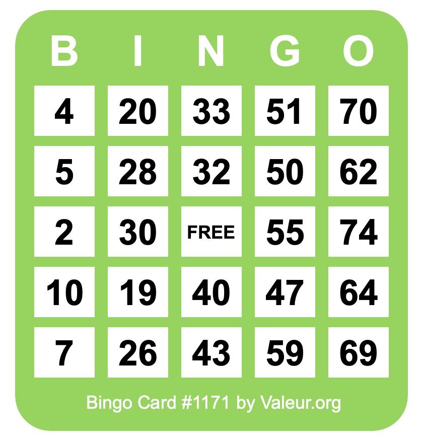 Bingo Card #1171