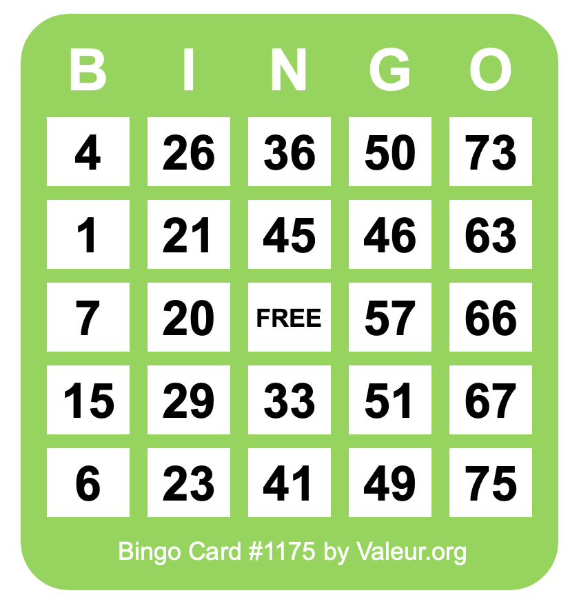 Bingo Card #1175