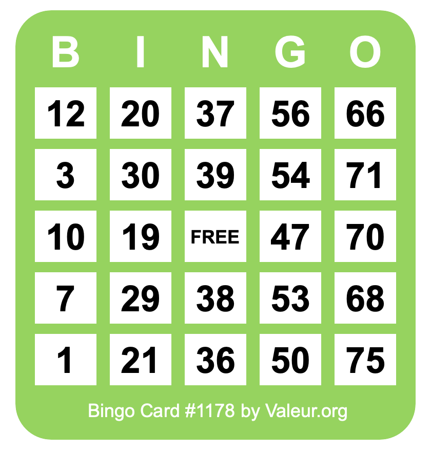 Bingo Card #1178
