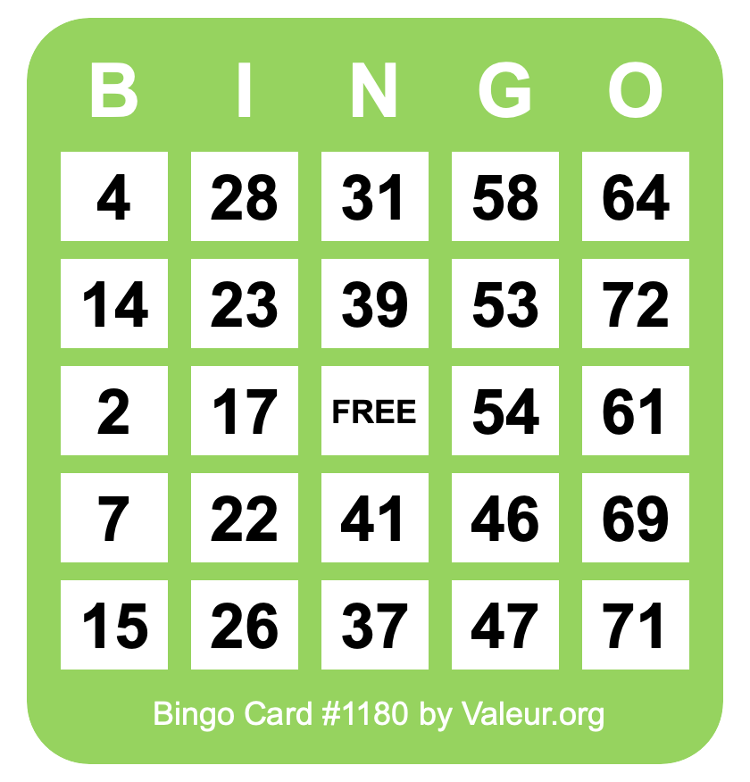 Bingo Card #1180