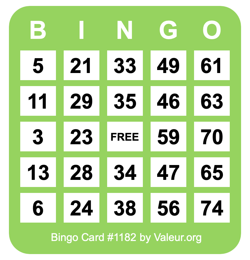 Bingo Card #1182