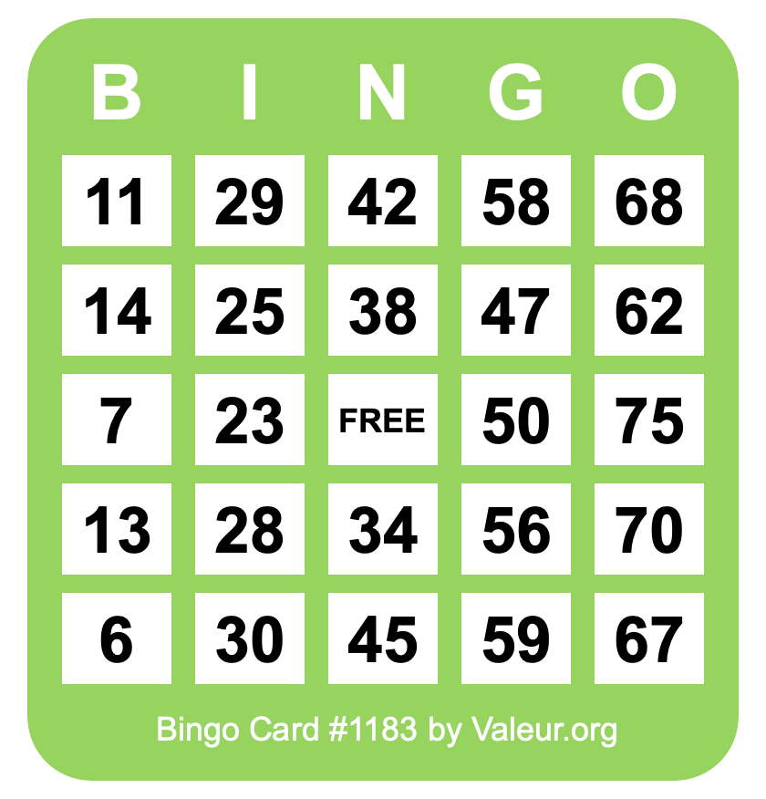 Bingo Card #1183