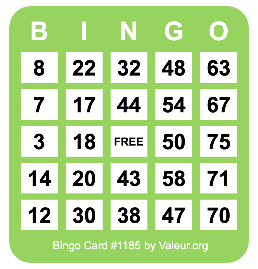 Bingo Card #1185