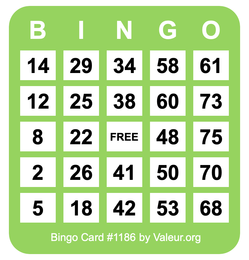 Bingo Card #1186