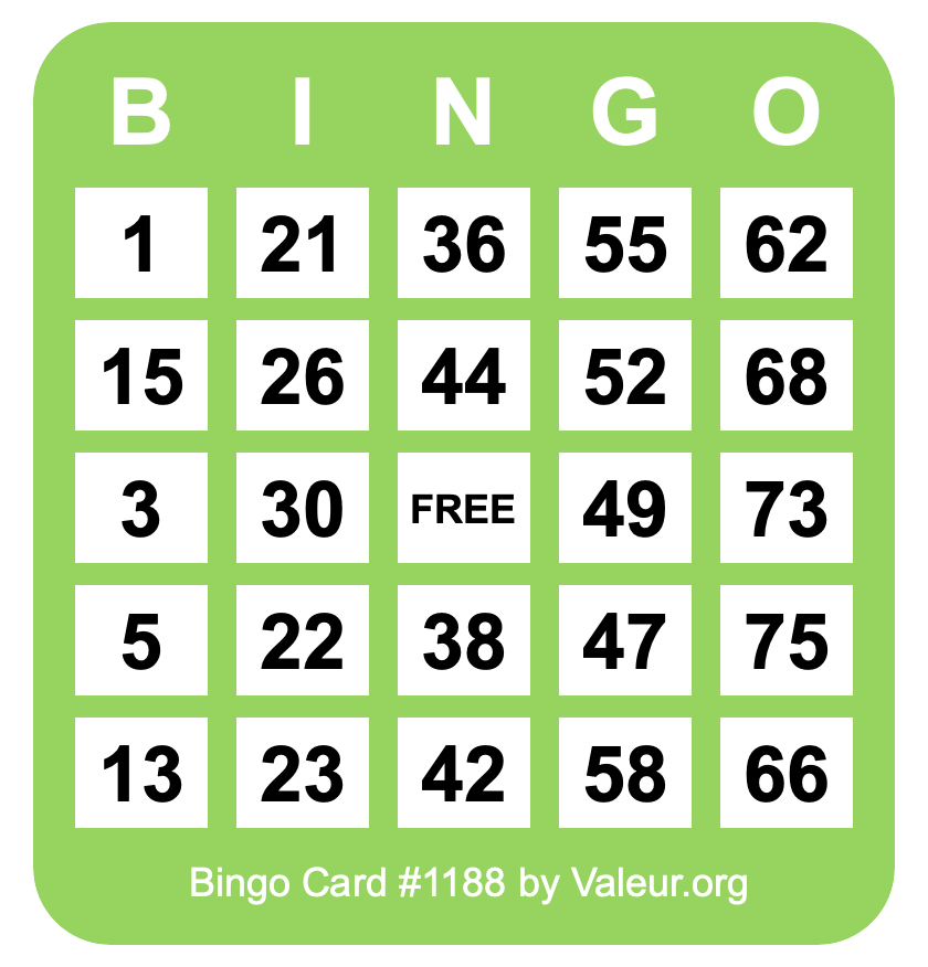 Bingo Card #1188