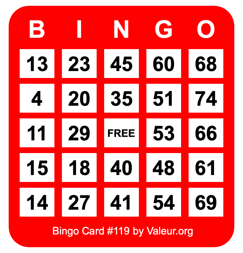 Bingo Card #119